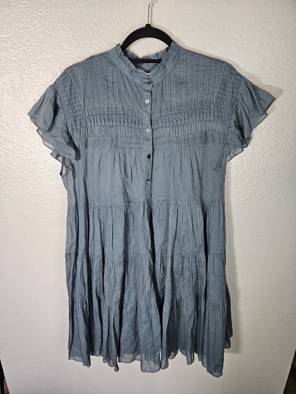 Isabel Marant Etoile Lanikaye Cotton Mini Dress Blue Size 36